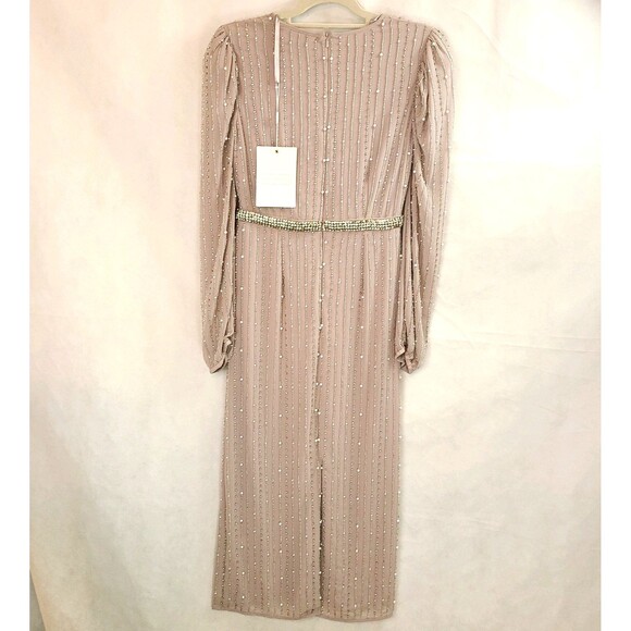 New MAC DUGGAL (93622) Vintage Lilac Beaded Long Sleeve Embellished Dress (18) - Picture 5 of 14